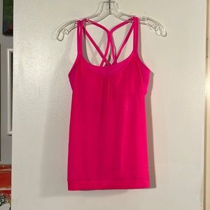 Athleta hot pink spaghetti strap tank with built in bra